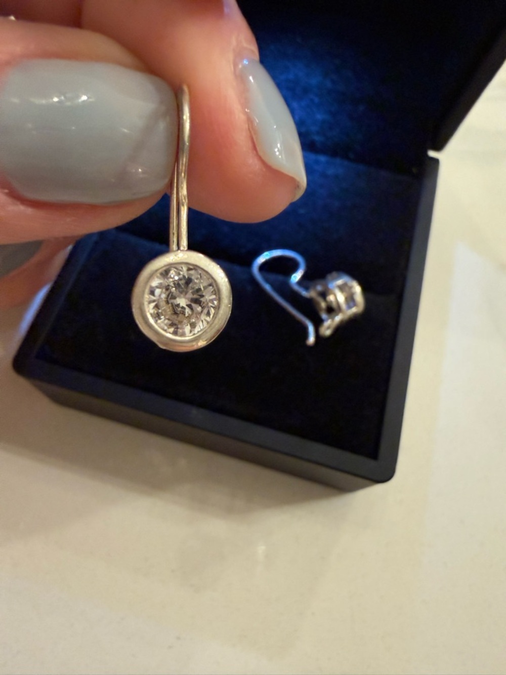Sterling Silver Round CZ Drop Earrings - Silver